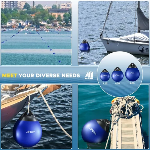 Vista 7 de Pair of Vinyl Boat Buoy Balls, 9.8 x 12.2 Inches Round Boat fenders Ball for Boat Mooring Buoys, Anchor Float Buoy and Mooring Fender