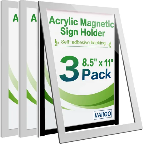 Vista 10 de Soporte para Letrero de Pared de 8.5" x 11" de Acrílico, Marco de Exhibición Magnético Autoadhesivo con Cinta Nano y Borde Magnético Fuerte