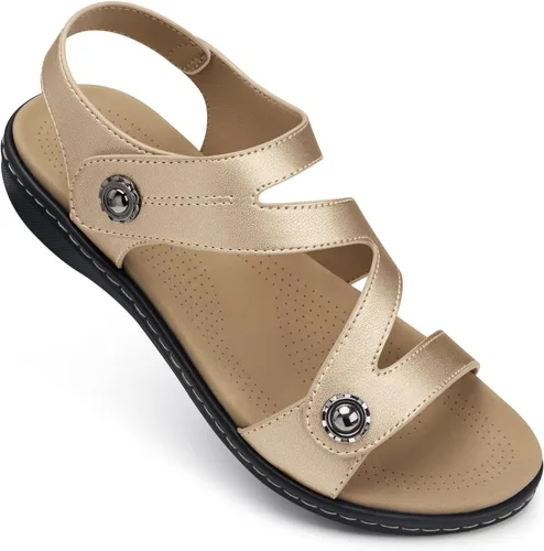 Vista 10 de TEMOFON Sandalias para mujer de verano elegante: puntera abierta, cómodas para caminar, sandalias planas con soporte para el arco, tallas 5-11