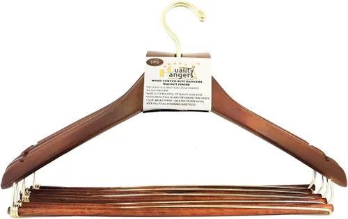 Vista 6 de Quality Hangers Perchas de madera hermosas y resistentes para trajes, perchas curvadas ideales para viajeros, perchas resistentes con barra