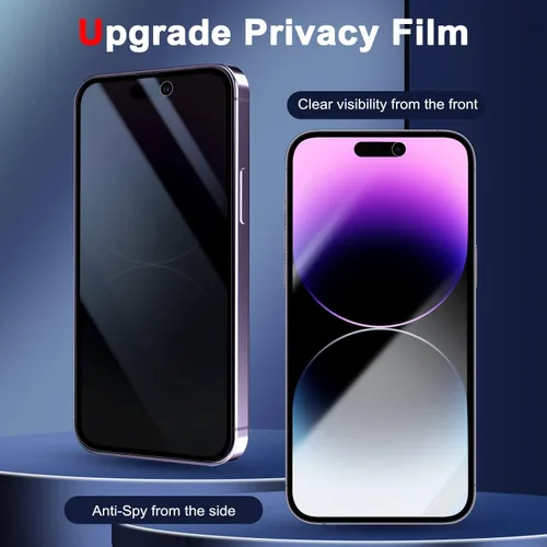 Vista 2 de YMHML - Paquete de 2 protectores de pantalla de privacidad para iPhone 14 Pro Max + 2 protectores de lente de cámara para iPhone 14 Pro Max