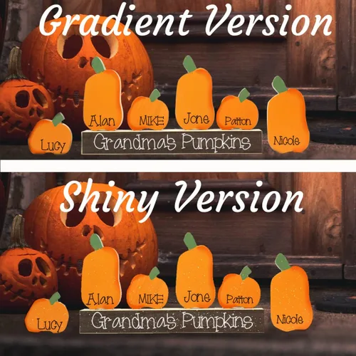 Vista 5 de Calabaza con nombre personalizado para Halloween, bloques de calabazas artificiales personalizadas con nombres de familia para regalos de mesa