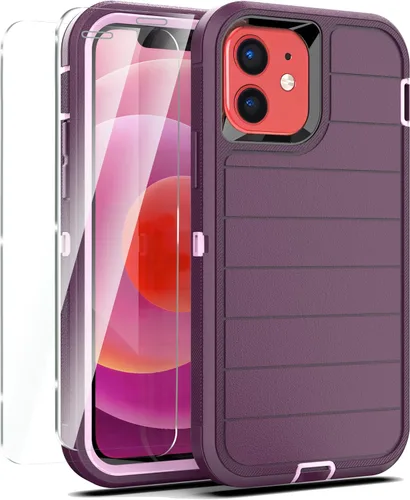 Vista 40 de YmhxcY Funda para iPhone 12/iPhone 12 Pro [2 Protectores de Pantalla de Vidrio Templado] Cubierta Duradera de 3 Capas A Prueba de Caídas/Funda