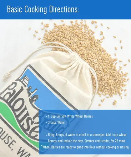 Vista 6 de Palouse Brand Granos de Trigo Blanco Suave Certificados Sin Residuos de Glifosato 1 LB Cultivado por Familias en el Estado de Washington 100%