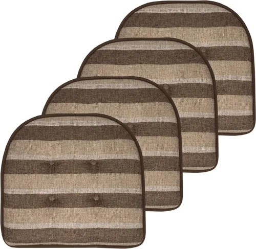 Vista 52 de Sweet Home Collection - Cojín de asiento de espuma viscoelástica y respaldo de caucho antideslizante con capitoné para silla, cojín en U, 17x16 Gris