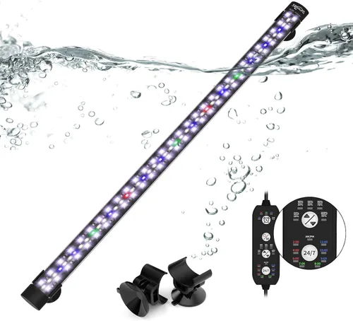 Vista 6 de SEAOURA Luz sumergible para acuario para pecera de 8 a 17 pulgadas, luz de tanque de peces de 24/7 ciclo con temporizador, luz de planta de acuario