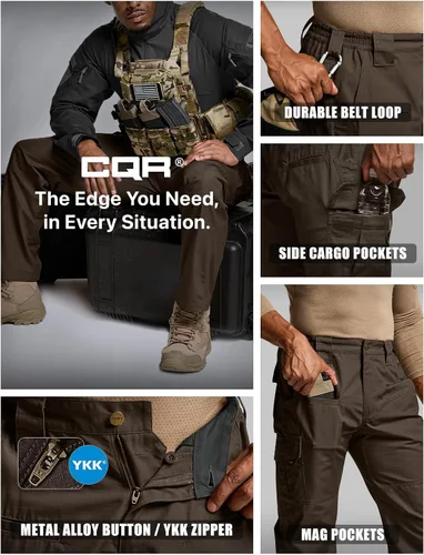 Vista 5 de CQR Pantalones tácticos tipo cargo, para hombre, tejido Ripstop, resistentes al agua, ligeros, para uso diario, para el trabajo, senderismo