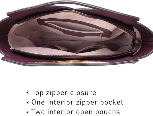 Vista 6 de Dasein Bolso de mano de moda para mujer con asa triangular, bolso de trabajo con cartera a juego