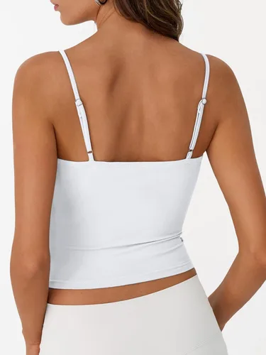 Vista 5 de Trendy Queen Camiseta sin mangas con tirantes delgados ajustables con doble Blanco
