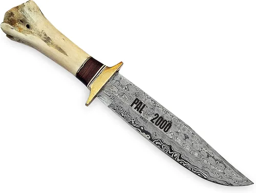 Vista 2 de PAL 2000 KNIVES Acero de Damasco hecho a mano personalizado 16 pulgadas cuchillo de caza con funda 7001