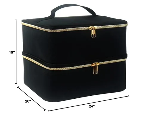 Vista 8 de Estuche de transporte de esmalte de uñas, bolsa de almacenamiento de esmalte de uñas de doble capa, se adapta a lámpara secadora de uñas y 30 Negro