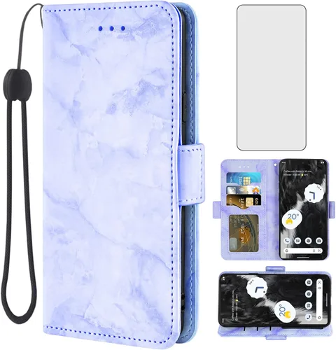 Vista 9 de Asuwish Funda de teléfono para Google Pixel 7 5G con protector de pantalla de vidrio templado y funda de cartera de mármol, soporte para tarjetas