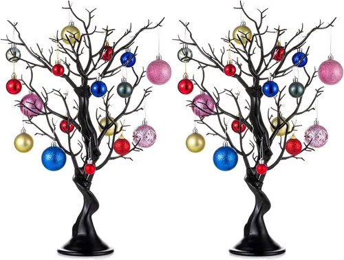 Vista 12 de Sziqiqi Árbol artificial negro para centro de mesa, pequeños árboles falsos de 1.9 pies, árbol sintético para fiesta, cumpleaños, jardín, hogar