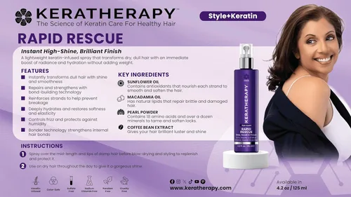 Vista 3 de KERATHERAPY Spray de brillo rápido con infusión de queratina para protección térmica del cabello, 4.2 onzas líquidas, 4.2 fl oz – Spray reparador