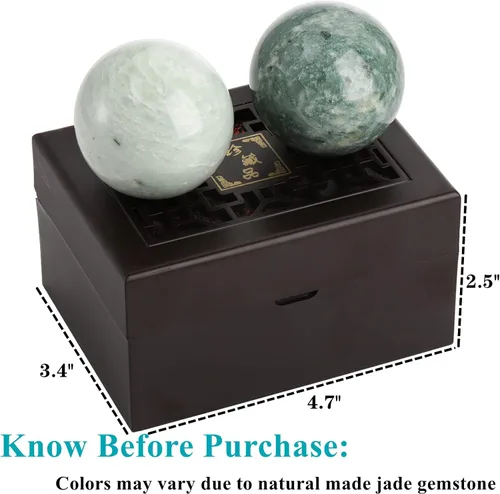 Vista 5 de Lyellfe Juego de 4 bolas Baoding de piedra de mármol, bolas de meditación de 2 pulgadas con caja, pelota de masaje de ejercicio de salud china