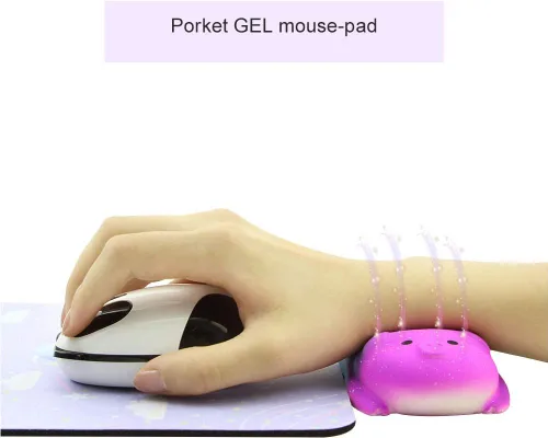Vista 3 de Alfombrilla de mouse con reposamuñecas, mini alfombrilla de mouse ergonómica con diseño de espuma de memoria en forma de cerdo para apoyar
