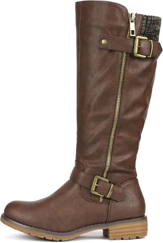 Vista 2 de DREAM PAIRS Botas de equitación hasta la rodilla con cremallera lateral para mujer