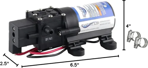Vista 7 de Everflo Bomba pulverizadora de diafragma bajo demanda de 12 V - 1.0 GPM, 40 PSI máximo, lengüeta de manguera de 3/8 pulgadas