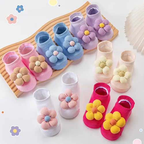 Vista 4 de Aroveea Calcetines antideslizantes de algodón para bebés y niñas de 0 a 3 años
