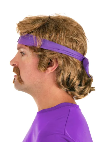 Vista 6 de Kit de Disfraz Peluca y Bigote White Goodman de Dodgeball Multicolor