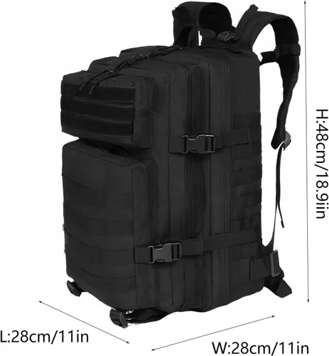 Vista 2 de Lawaia Mochila táctica Militar Caza Senderismo Rucking Mochila con Pesas Accesorios Pesca Camping Bolsa 50L para Hombres, Negro -, Ocio al aire libre