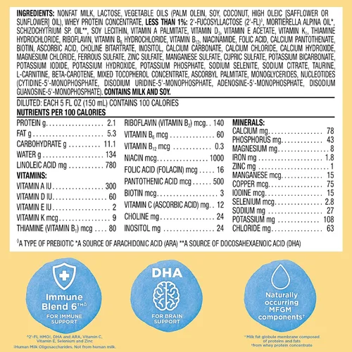 Vista 4 de Marca Amazon – Mama Bear - Fórmula en polvo para bebés a base de leche prémium con hierro, 2'FL HMO, Omega-3 DHA y colina, cerebro, crecimiento