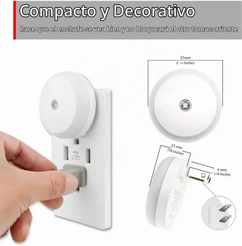 Vista 8 de Luz nocturna LED azul, enchufable, sensor inteligente del atardecer al amanecer, luz nocturna redonda pequeña, ahorro de energía, luz nocturna
