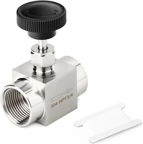 Vista 84 de TAISHER Válvula de aguja de acero inoxidable 316 con mango de rueda 1/2 "NPT macho x 1/2" NPT hembra