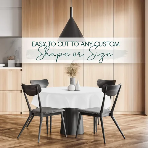 Vista 4 de Protector de mesa de alta calidad, protección superior contra derrames, arañazos y calor, mantel de vinilo reutilizable con respaldo de franela