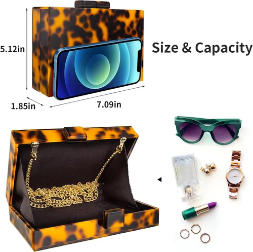 Vista 4 de YYW Bolso de mano de noche de acrílico para mujer, elegante bolso de hombro cruzado para boda, cóctel, fiesta, fiesta de Navidad