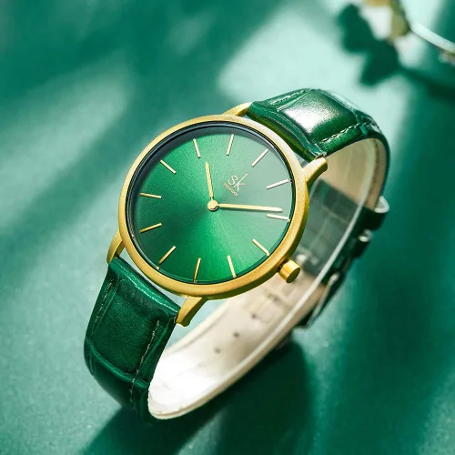 Vista 6 de SHENGKE Simplicity - Reloj creativo de cuero genuino para mujer elegante reloj de pulsera para mujer