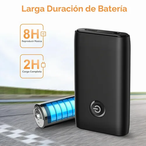 Vista 4 de Adaptador Bluetooth auxiliar para automóvil, receptor transmisor Bluetooth 2 en 1, adaptador inalámbrico portátil, receptor de audio auxiliar