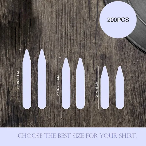 Vista 3 de 200 soportes de cuello de plástico para camisa de vestir para hombre, 3 tamaños