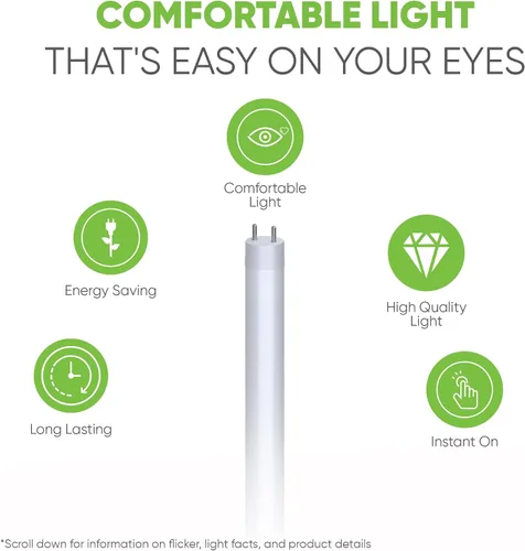 Vista 2 de NYLL Tubo LED T8 G13 tipo A Plug & Play de 3 pies, blanco cálido (2700 K), repuesto directo para 30 W F30T8/WW, F30T12/SPX30, F30T12/SP30, F30W/830