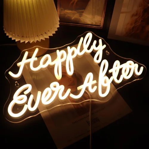 Vista 13 de QiaoFei Letrero LED de neón con texto en inglés «Cheers To Love» alimentado por USB con regulador de intensidad, luces de neón para habitación