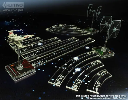 Vista 2 de LITKO Space Fighter 2nd Edition - Juego de manómetros de maniobra Herramientas de movimiento Compatible con Star Wars X-Wing Juego de 11