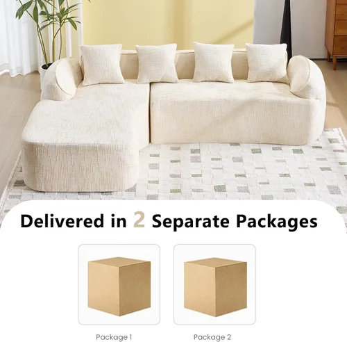 Vista 8 de Sofá Sillones para sala de tela de felpilla de 101 pulgadas, sofá para sala con esponja de alta elasticidad, sofás para sala con diseño