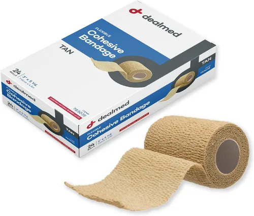 Vista 13 de Dealmed Vendaje cohesivo no adherente – 2 pulgadas x 5 yardas, 1 rollo no tejido transpirable autoadherente para botiquines de primeros auxilios 1