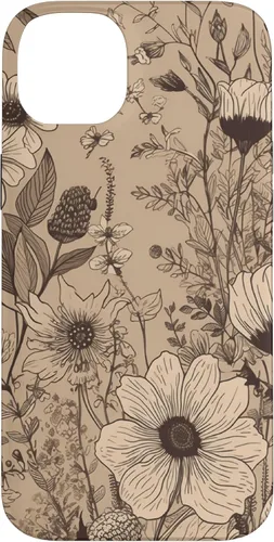 Vista 15 de Funda para iPhone 12 Pro Max Beige Tan Wildflower Floral Minimal Flower Boho