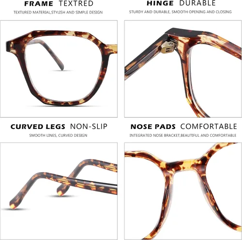 Vista 6 de Gafas transparentes vintage para mujeres y hombres con marco cuadrado lindo anteojos falsos sin receta