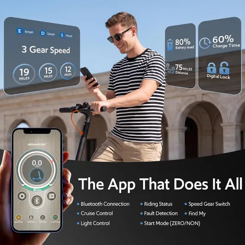 Vista 4 de Scooter eléctrico para adultos, plegable Commuter E Scooter con sistema