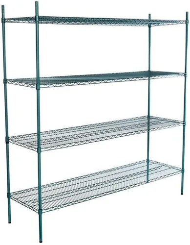 Vista 206 de Kit de 4 estantes de epoxi verde NSF de 21 x 72 pulgadas con postes de 86 pulgadas, estantería de almacenamiento resistente, kit de estantería