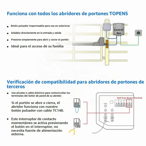 Vista 6 de TOPENS TC148 - Pulsador de pared con cable impermeable