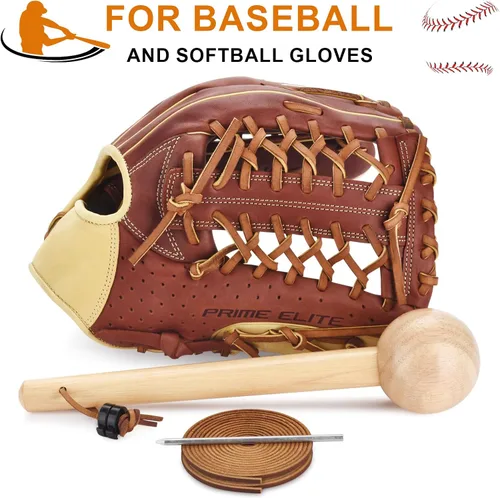 Vista 6 de Martillo de béisbol, mazo de béisbol y softbol, 2 cordones de cuero y 1 aguja para guante de béisbol, 2 cerraduras de béisbol, mazo de golve