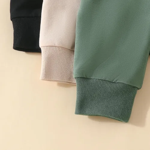 Vista 5 de Paquete de 3 pantalones deportivos para bebés y niños pequeños, pantalones deportivos sólidos de meter, pantalones deportivos para otoño, ropa