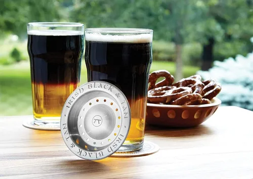 Vista 2 de Outset Herramienta de bartending Iriish Black and Tan Layering Tool, 3.75", acero inoxidable