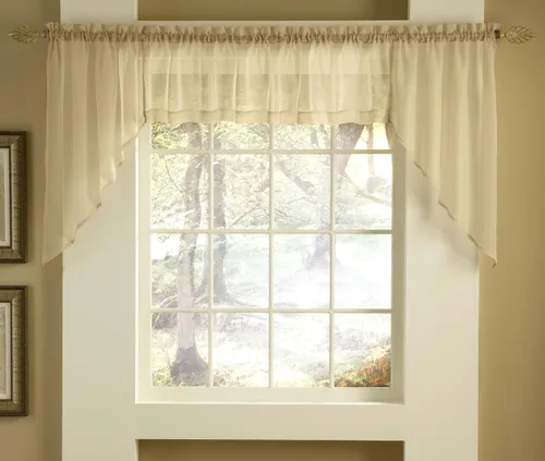 Vista 78 de Stylemaster Elegance Cenefa recta de gasa transparente, 60 x 14 pulgadas, color dorado