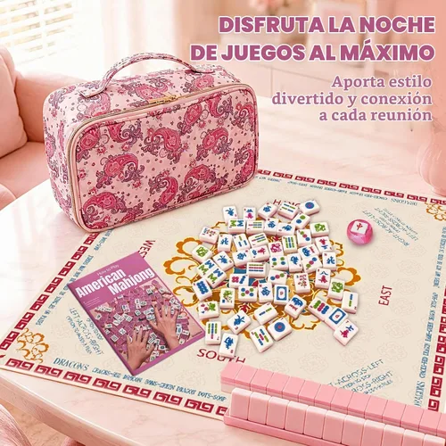 Vista 8 de HAYI American Mahjong Set con bolsa de dados y alfombrilla (rosa)