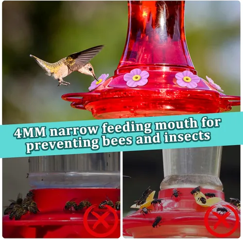 Vista 4 de 20 piezas de repuesto para comedero de colibríes con cepillo de limpieza, piezas de repuesto para alimentador de flores (morado)