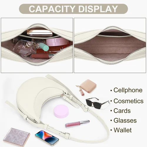 Vista 5 de Bolsa de sillín para mujer, bolso de hombro Crescent, bolso cruzado de moda, bolso Hobo